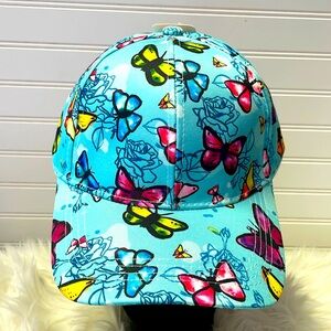 Butterfly 🦋 Turquoise with Multicolored Butterflies Baseball Cap